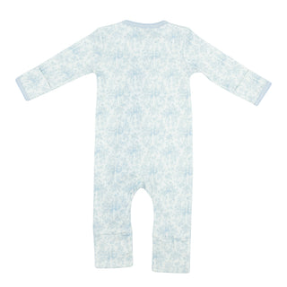 Printed Zipper Romper - Blue Toile