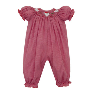 Bishop Romper with Hand-smocking - Santa Faces
