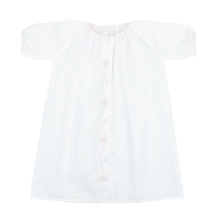 Girls Long-sleeve Daygown with Bow Embroidery and Binding Trim