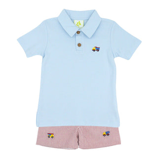 Ian Polo Shirt and Leo Short with Construction Embroidery