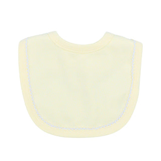 Knit Bib with Picot Trim - Yellow with White