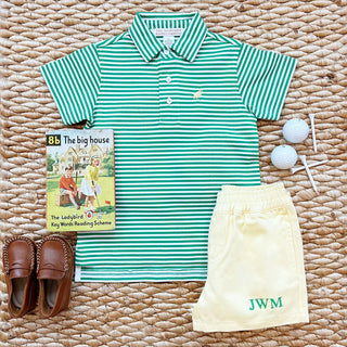 Prim & Proper Polo - Kiawah Kelly Green Stripe