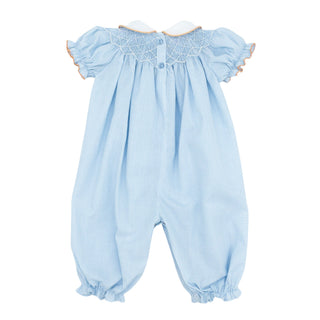 Billie Bishop Romper with Hand-smocking - Pumpkins