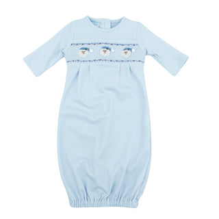 Boys Knit Sack with Hand-smocking - Santa Face