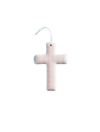 Ceramic Cross-Pink Gingham