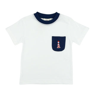 Boys Pocket T-shirt with Light House Embroidery