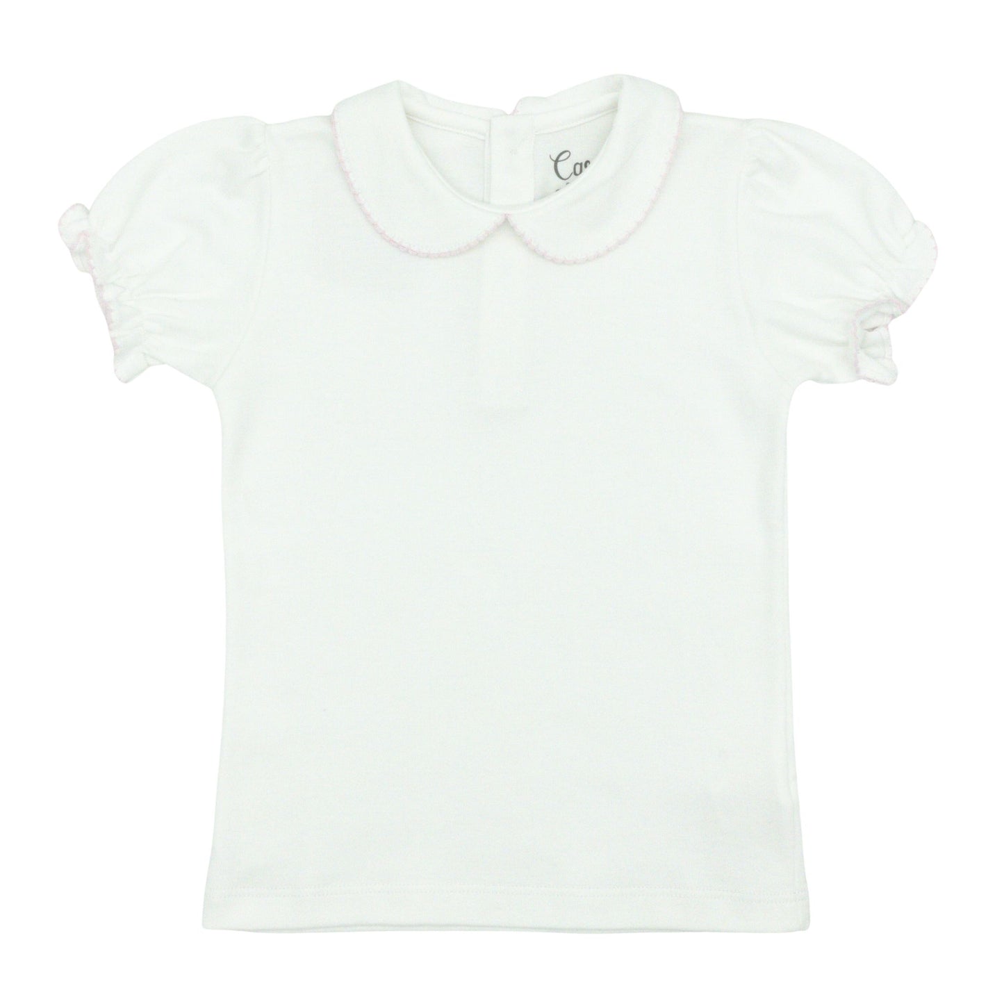 Girls Peter Pan Collared Blouse with Short-sleeves
