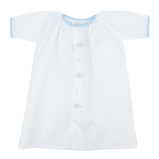 Boys Long-sleeve Daygown with Car Embroidery and Binding Trim