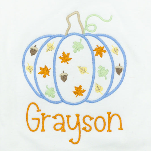 Boy Fall Pumpkin Design with Monogram Name