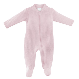 Jacquard Zipper Footie - Pink