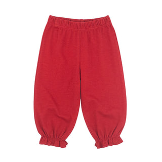 Knit Gathered Pants with Ruffle - Red