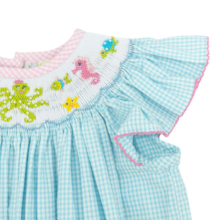 Billie Bishop Dress with Smocked Sealife