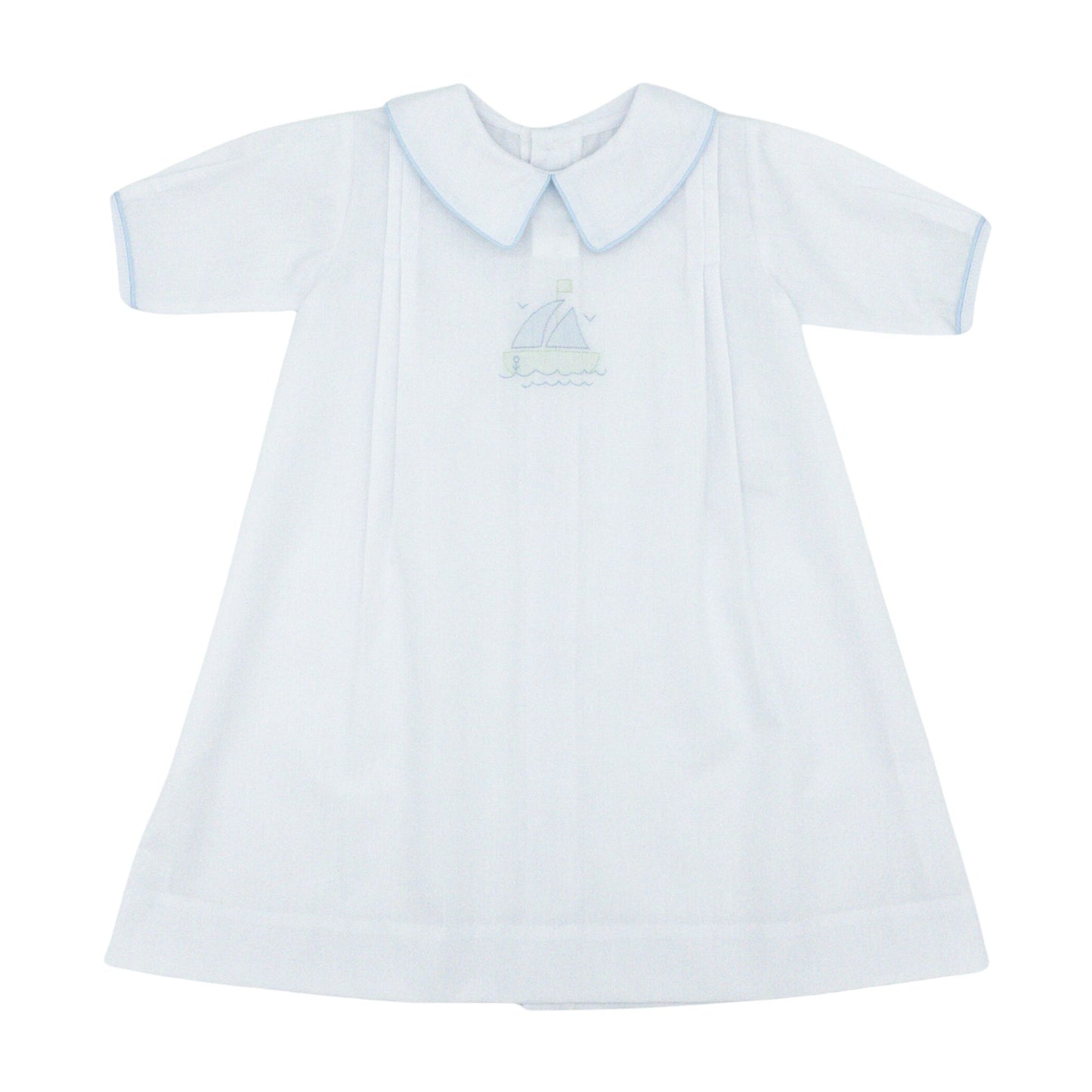 Boy Daygown with Binding Trim and Boat Hand Embroidery