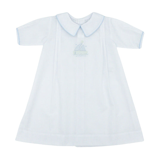Boy Daygown with Binding Trim and Boat Hand Embroidery