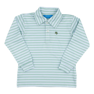 Striped Performance Polo - Moss and Blue