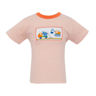 Boys Smocked T-shirt - Construction Trucks