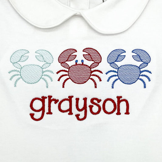 Summer Crab Trio Design with Name Monogram