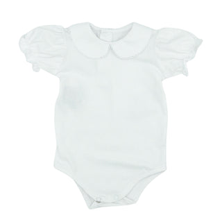 Girls Collared Onesie with Picot Trim