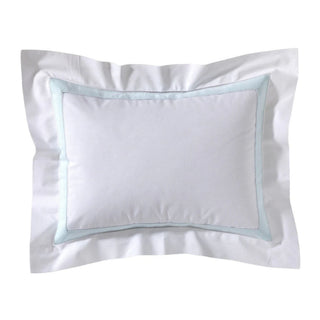 Pillow Cover with Hem Stitch & Percale Trim - Aqua