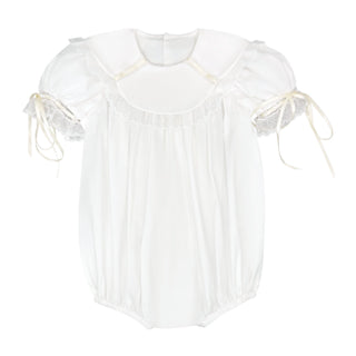 Donahue Bubble - Antique White Batiste with Ecru Ribbon