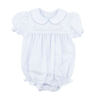 Girl Bubble with Peter Pan Collar and Hand-embroidery - Ribbon Flowers