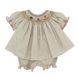 Emma Bishop Bloomer Set with Hand-smocking - Autumn Tails