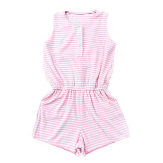 *PRE-ORDER* Terrycloth Romper - Light Pink Stripe