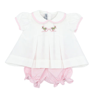 Girls Embroidered Bloomer Set - Pink