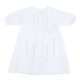 Girls Long-sleeve Daygown with Flower Embroidery and Scallop Trim