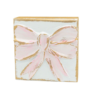 Pink Bow Mini Wood Block