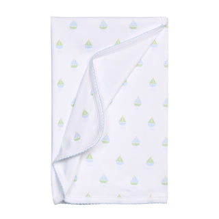 Pima Knit Printed Blanket - Sailboats