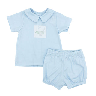 Boy Knit Short Set with Hand-embroidery - Golf