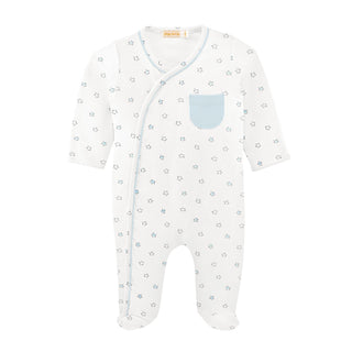 Pima Printed Footie - Blue Little Stars