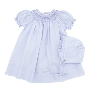 petit ami smocked dress Batiste Bishop Dress with Pearls - Lavender