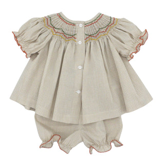 Emma Bishop Bloomer Set with Hand-smocking - Autumn Tails