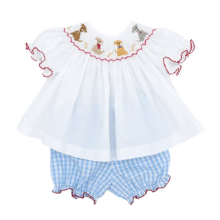 Emma Bishop Bloomer Set with Hand-smocking - Puppies