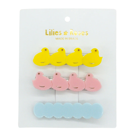 Chicks Pink Yellow Hair Clips