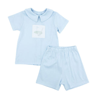 Boy Knit Short Set with Hand-embroidery - Golf