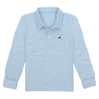 Harrison Long Sleeve Pocket Polo - Moon Blue