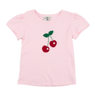 Girls T-shirt with Hand-applique - Cherries