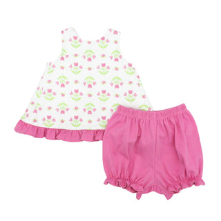 Poppy Pima Knit Bloomer Set - Tulips
