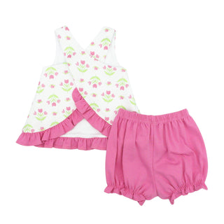 Poppy Pima Knit Bloomer Set - Tulips