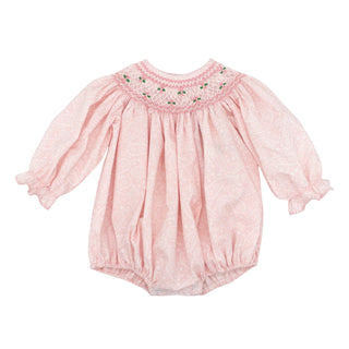 Girls Long-sleeve Bishop Bubble with Hand-smocking - Geometrics and Flowers