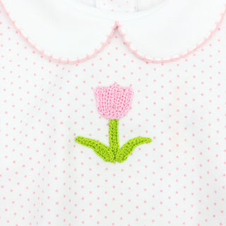 Girl Pima Bubble with Crocheted Tulip Applique