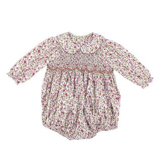 Cate Smocked Bubble - Fuschia Floral