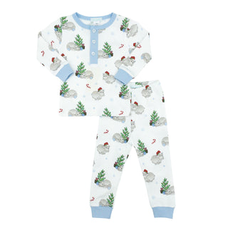 Boys Pima Pajama Set - Christmas Hippo