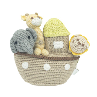 Hand-crocheted Knit Rattle - Noah's Ark