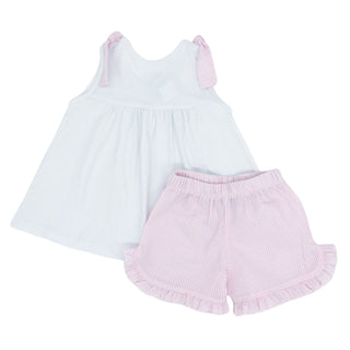 Girls Tie Top and Seersucker Shorts Set