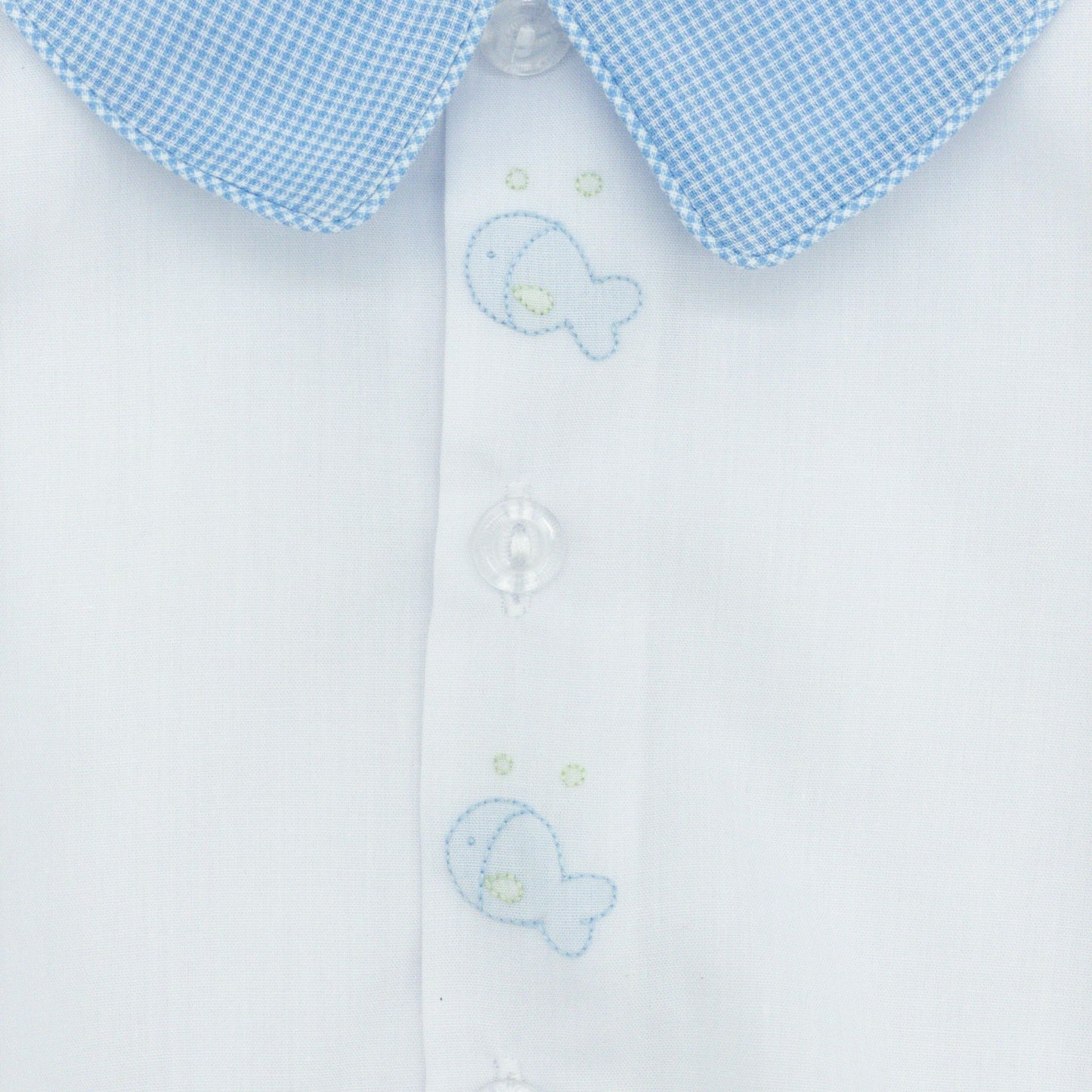 Boys Button-front Bubble with Hand-embroidery