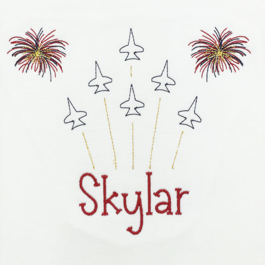 Blue Angels with Fireworks Design and Name Monogram